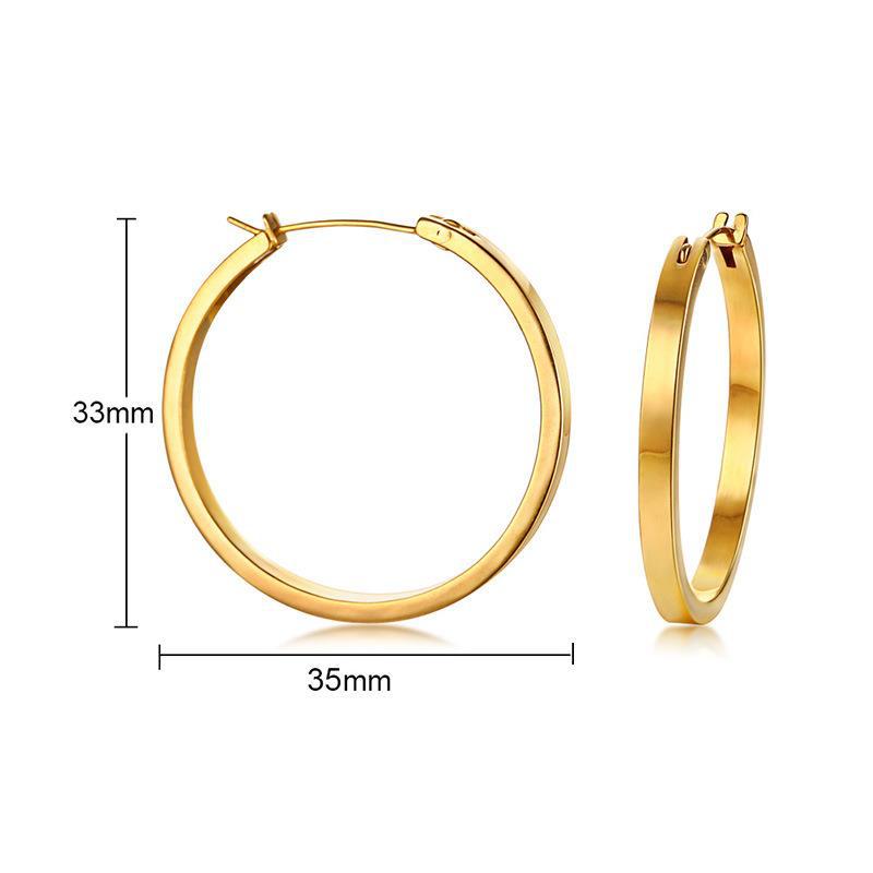 Women's Titanium Steel Round Stainless Ear Gold Earrings