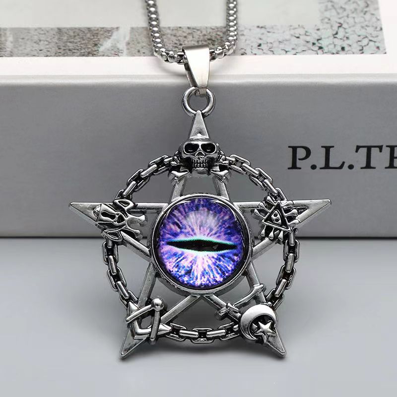 Eye Old Five-pointed Star Blue Eyes Punk Necklaces