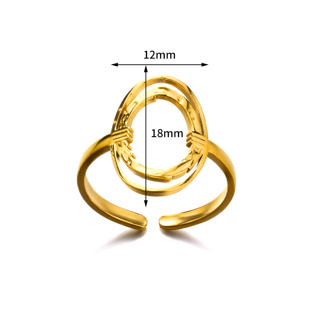 Women's Simple Line Open Stainless Steel Gold-plated Rings