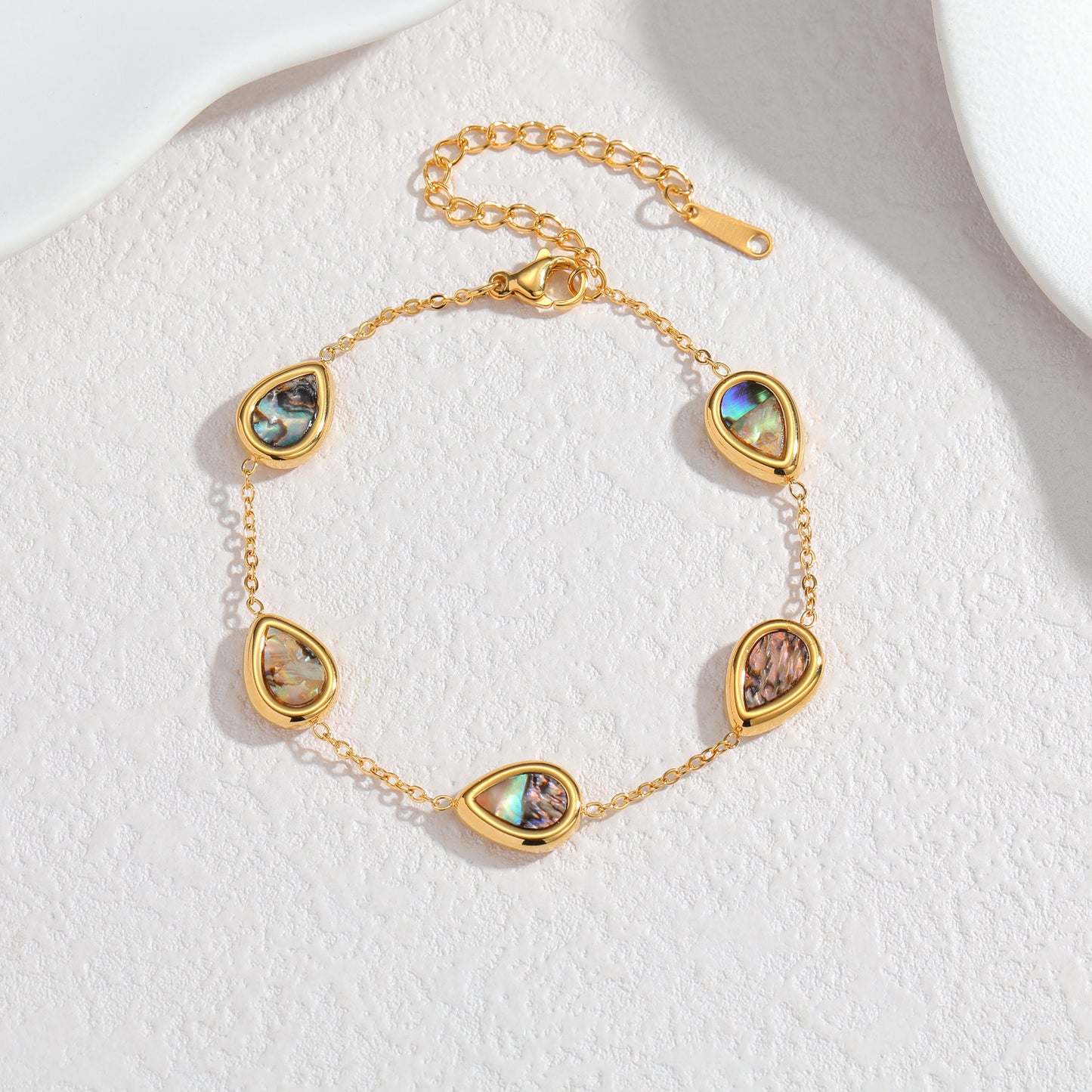 Gold Abalone Shell Water Drop Retro Fashion Bracelet