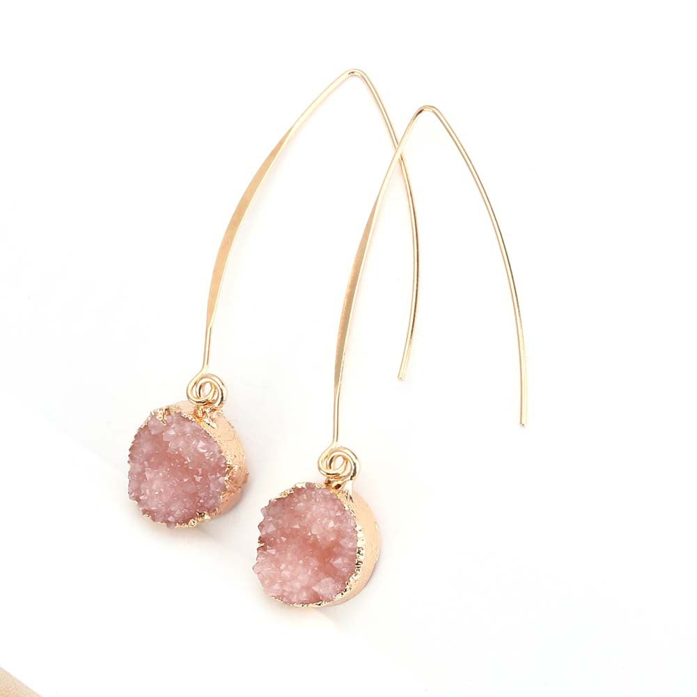 Women's Vintage Geometric Round Vug Long Copper Ear Hook Earrings