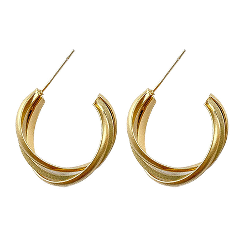 Sier Needle Geometric Twist Trendy Beautiful Earrings