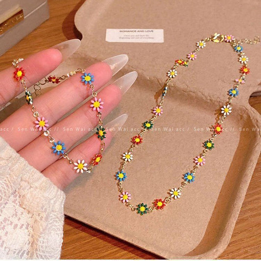 Dopamine Daisy Flower Fresh Light Luxury Summer Clavicle Chain Sweet Necklaces