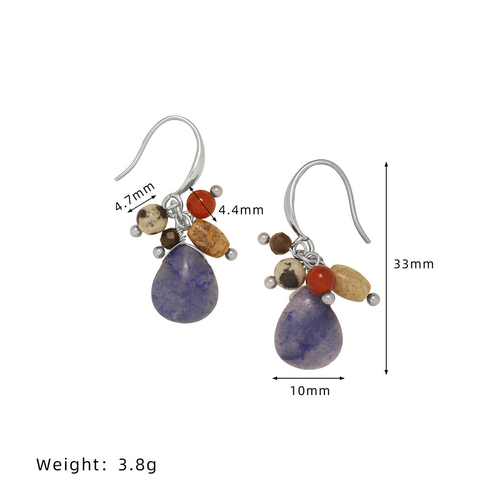 Whale Rain Natural Stone Blue Water Drop Fruit Carnelian Necklaces