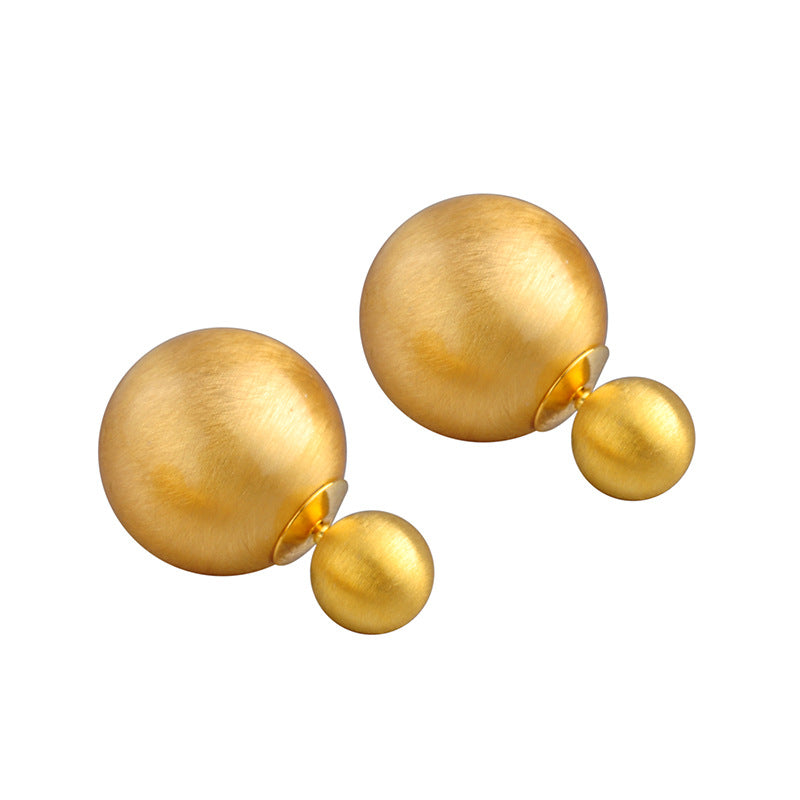 Women's Versatile Personality Metal Brushed Ball Front Rear Affordable Earrings