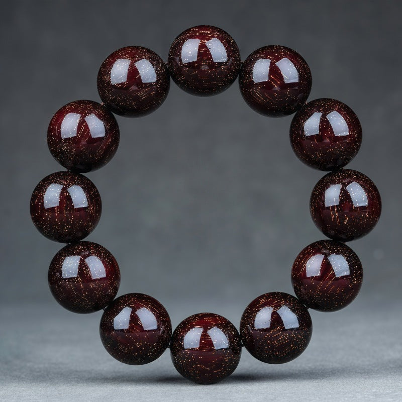 Women's & Men's Lobular Rosewood Old Materials Golden Spots Beads Bracelet