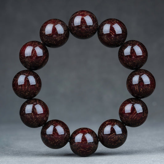 Women's & Men's Lobular Rosewood Old Materials Golden Spots Beads Bracelet