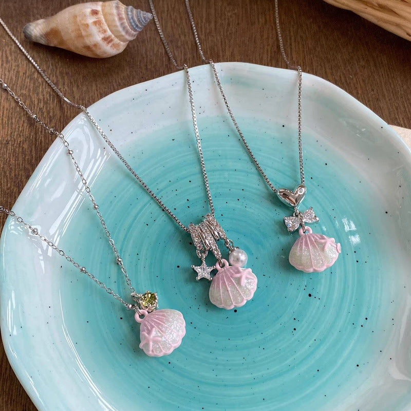 Diamond Dripping Shell Simple Fashion Summer Seaside Sweet Girlish Style Necklace