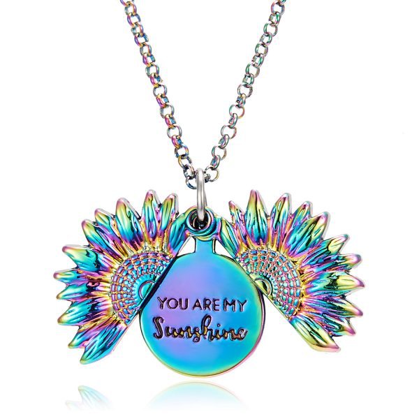 Creative Sunflower Can Be Opened Carved Jewelry Necklaces