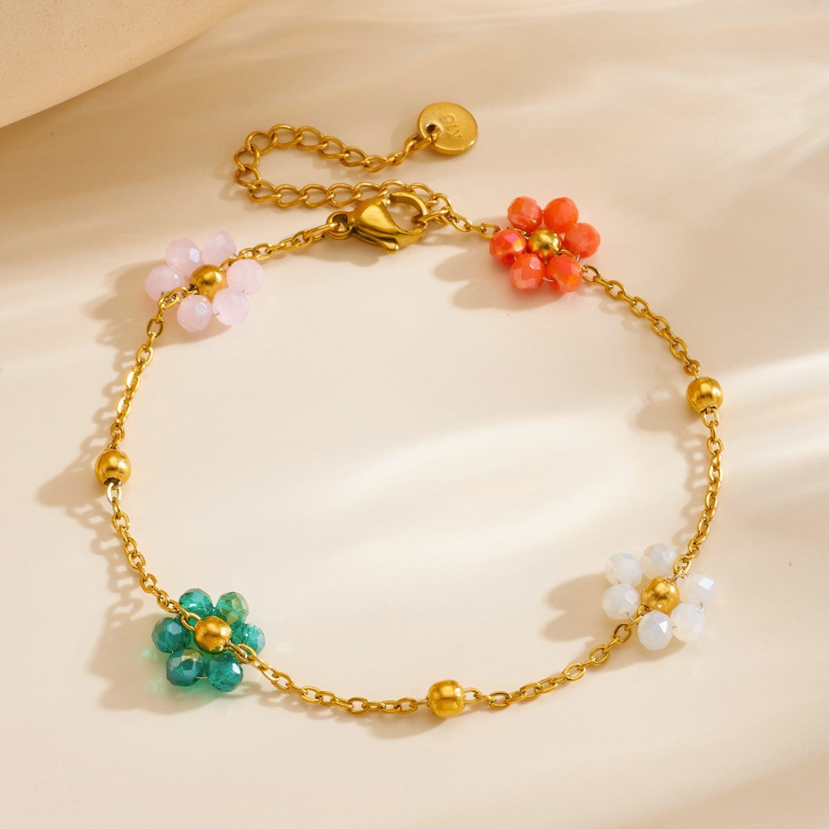 Dopamine Personality Creative Sweet Flowers Chain Color Relaxed Stainless Jewelry Set