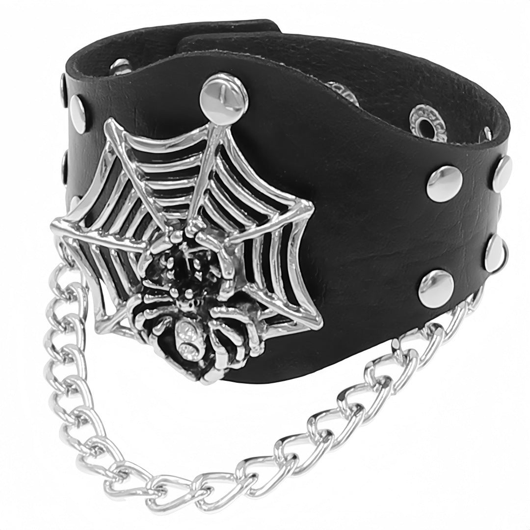 Men's Environmental Protection Leather Vintage Spider Web Chain Bracelets