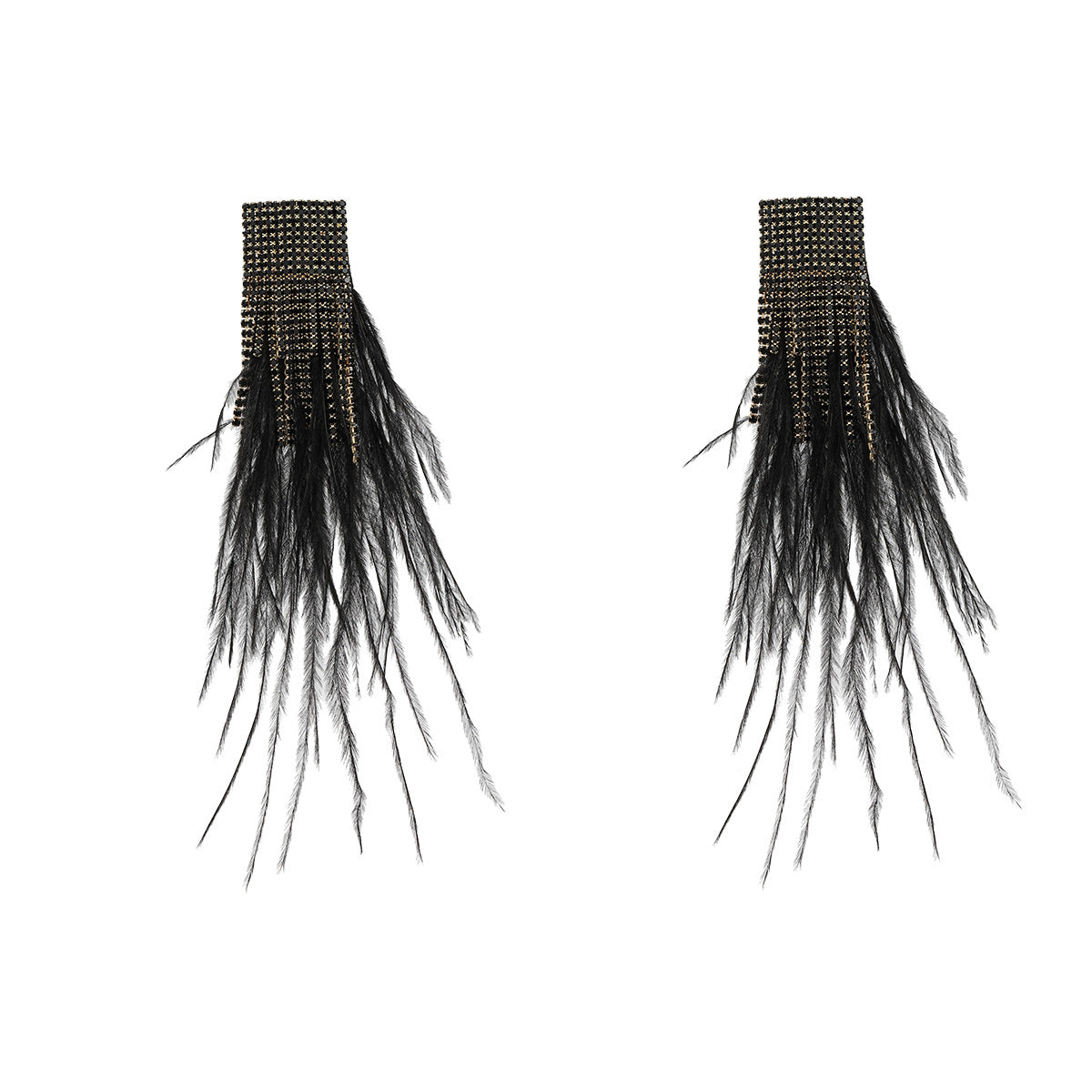 Women's Alloy Diamond Long Feather Tassel Bohemian Earrings