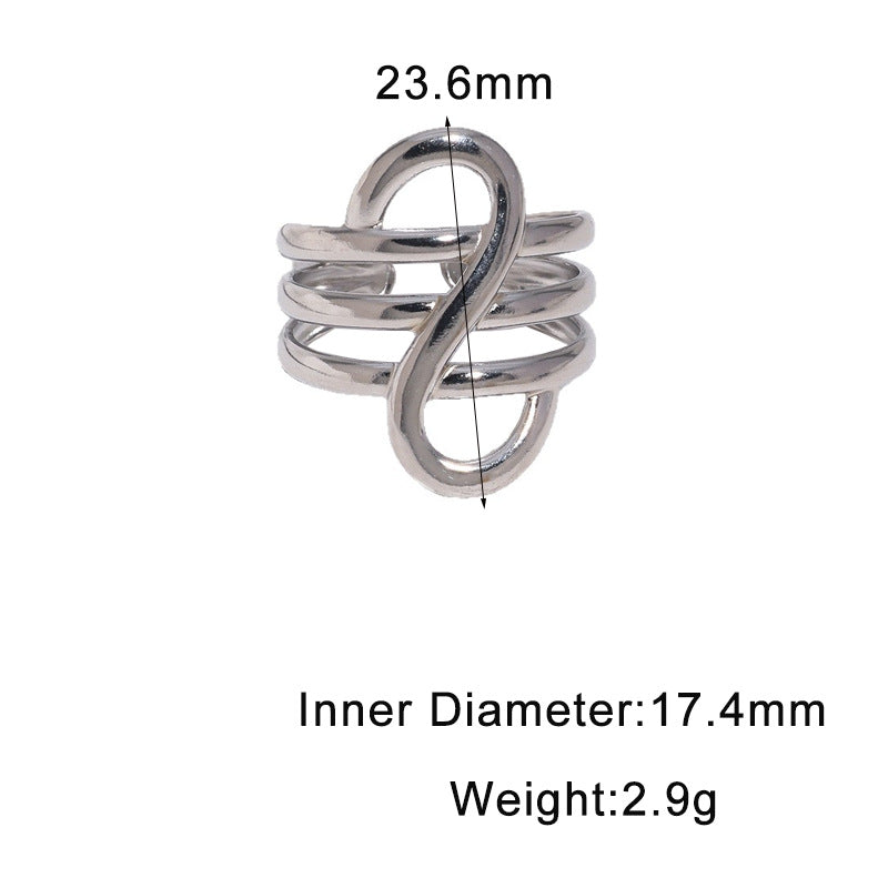 Minimalism Personality Design Stainless Steel Geometric Gold-plated High-grade Open Titanium Ring