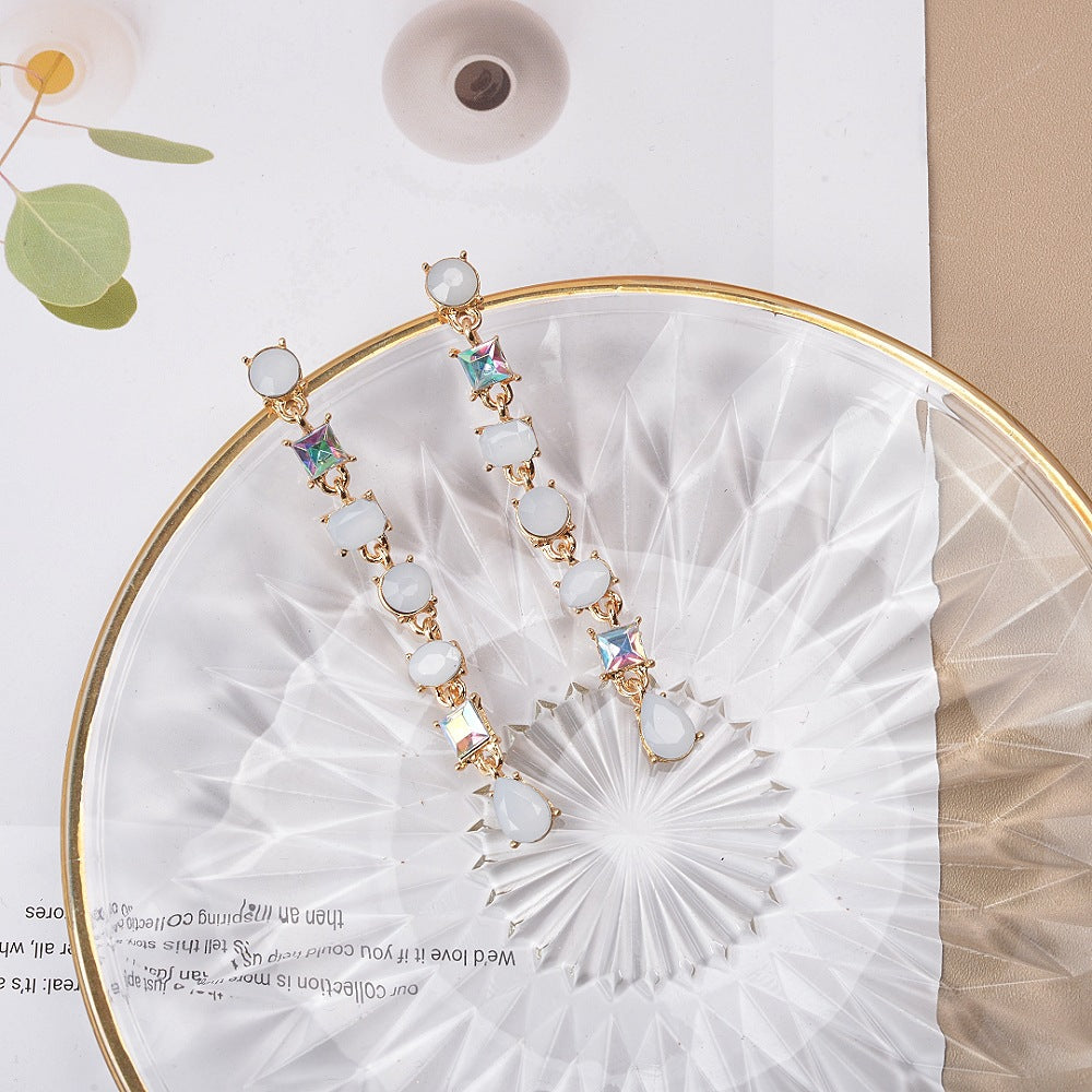 Crystal Small Fresh Long Tassel Fashionable Earrings
