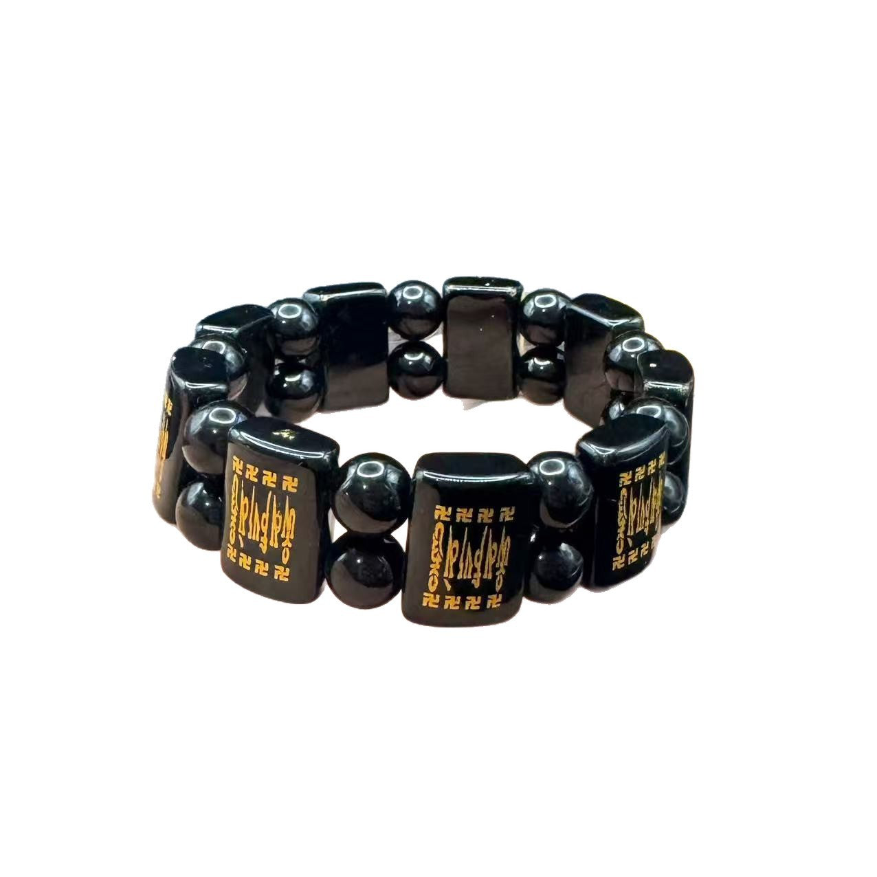 Men's Double Row Hand Card Gold-plated Pattern Square Plate Popular Live Bracelets