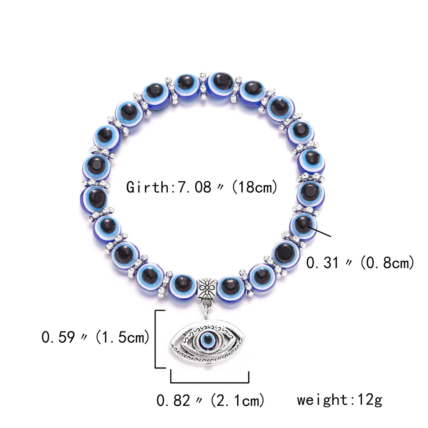 Classic Blue Evil Eyes Palm Round Bracelets