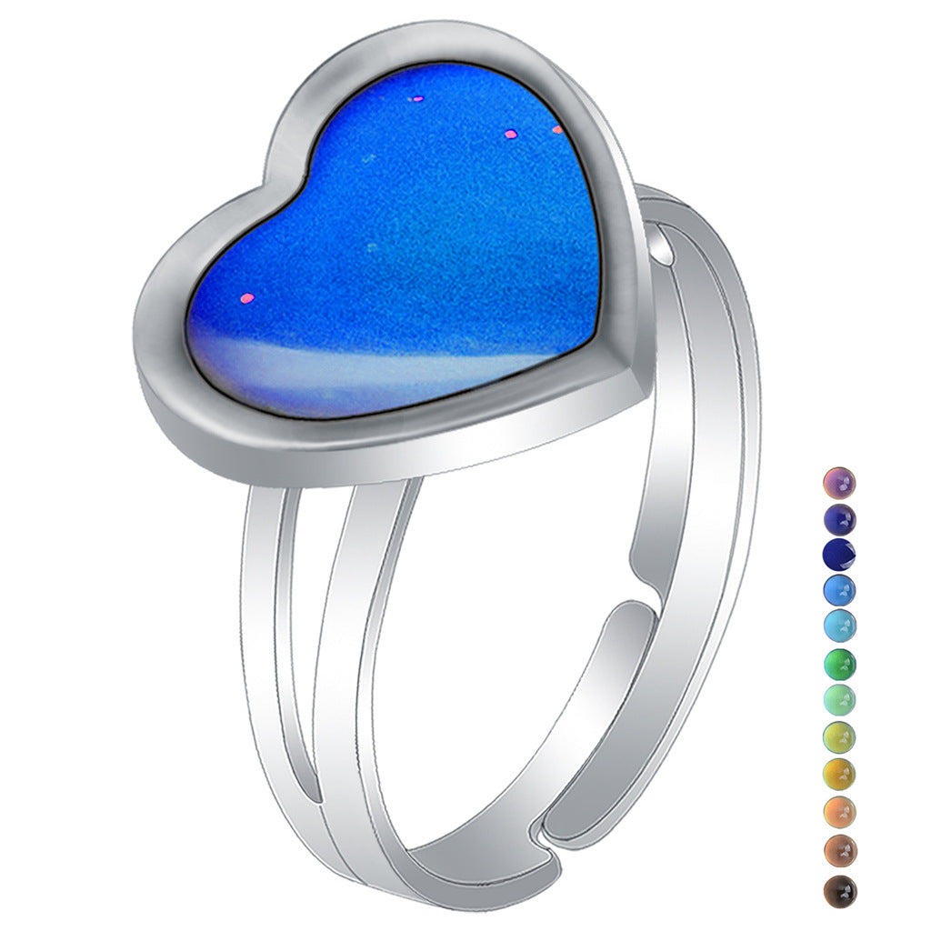 Fashion Sweet Heart Love Temperature Change Ring