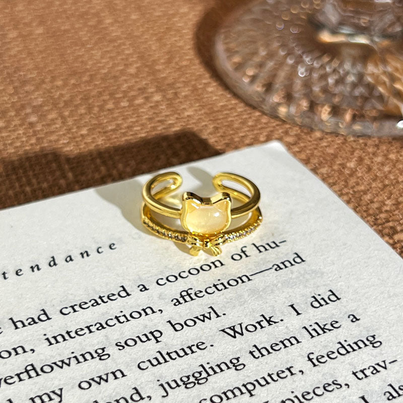 Women's Luxury Gold Retro Fashion Elegance Niche Design Open Exquisite Ring