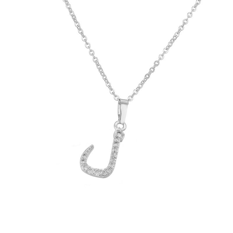 Copper Inlaid Zirconium Arabic Letter Personalized Necklaces