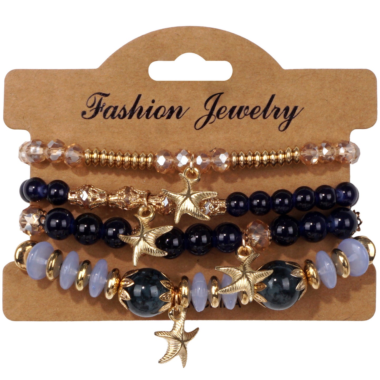 Bohemian Starfish Artificial Crystal String Beads Bracelet