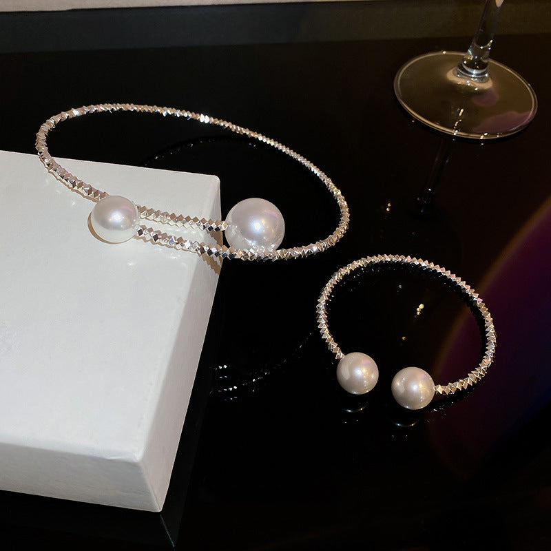 Pieces Of Sier Pearl Opening Light Luxury Minority Personalized Clavicle Necklaces