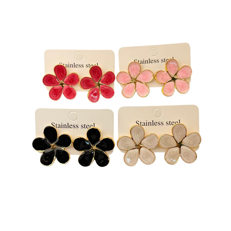 Steel French Drip Female Light Luxury Minority Titanium Earrings