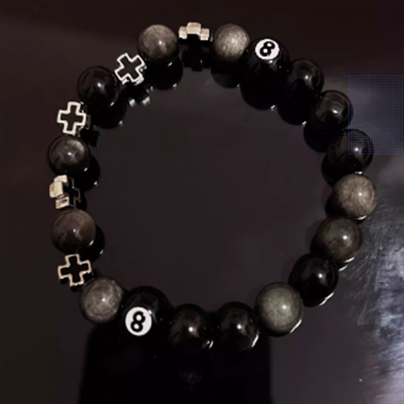Men's Volcanic Rock Map Stone Beaded Weave Bracelet