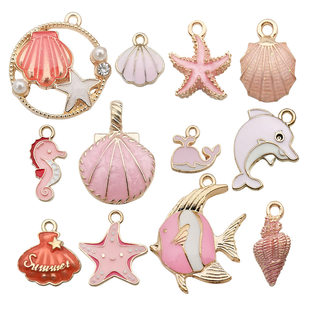 Oil Dripping Alloy Ocean Seahorse Dolphin Series Jewelry Accessories