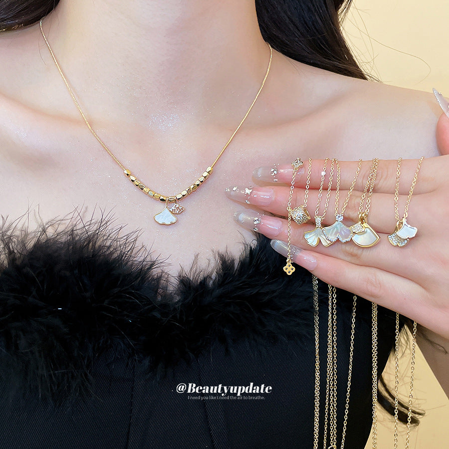 Zircon Fritillary Leaf Simple Exquisite Elegant Clavicle Chain Niche High Necklaces