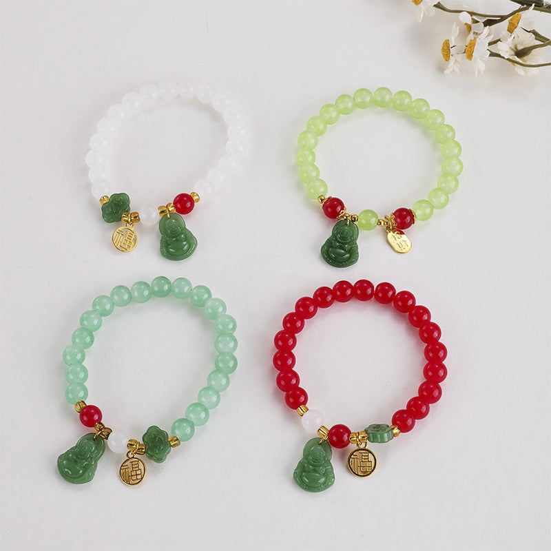 Peace Buckle Imitation Jade Lucky Fortune Bracelets