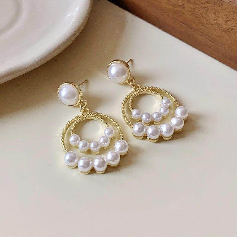 Fashion High-grade Zircon Pearl Niche Retro Earrings