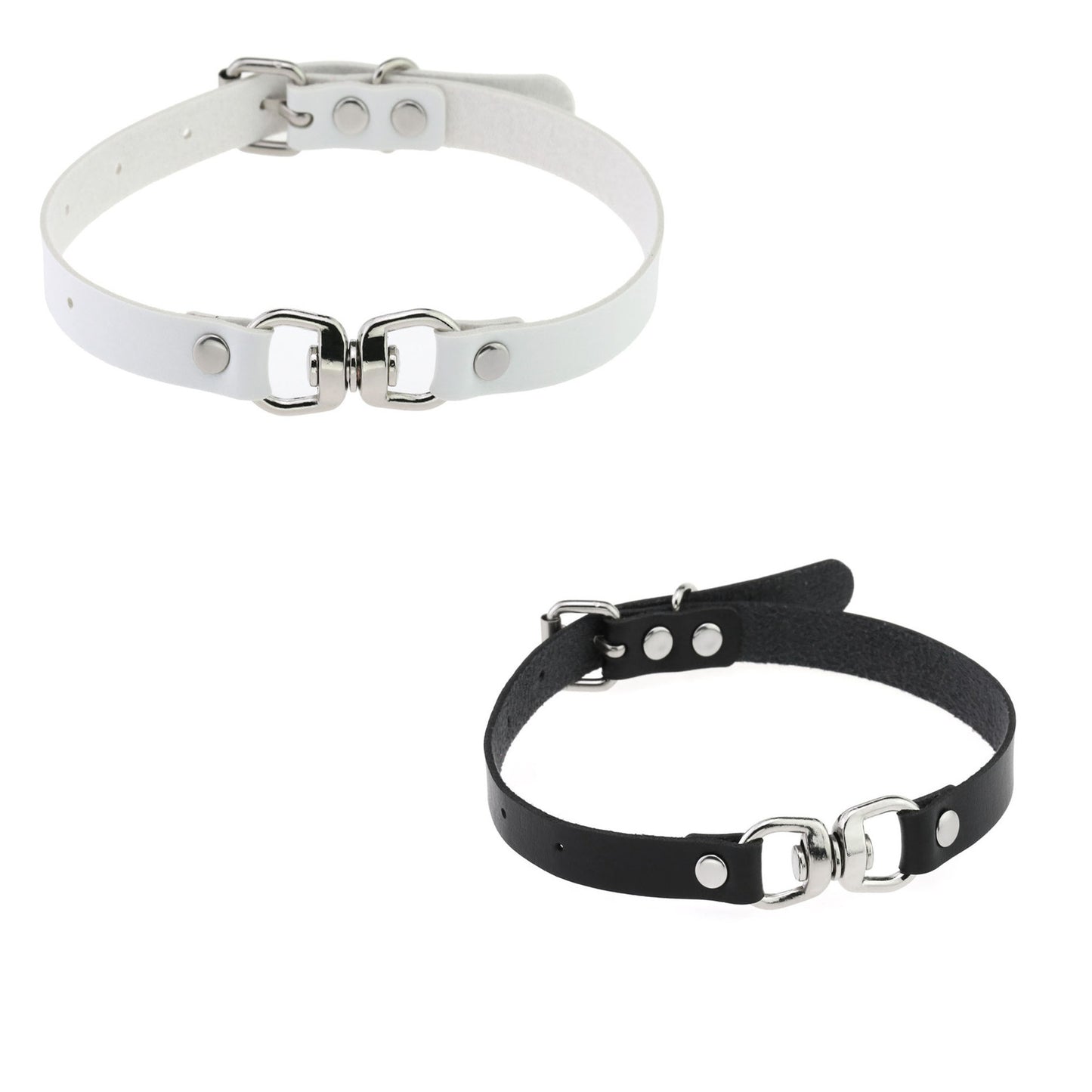 Special Interest Light Luxury Neckband Leather Metallic Decorative Button Collar