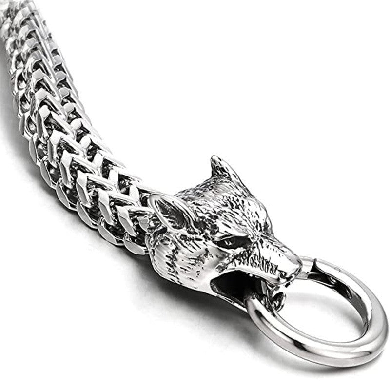 Men's Hop Nordic Domineering Wolf Head Viking Bracelets