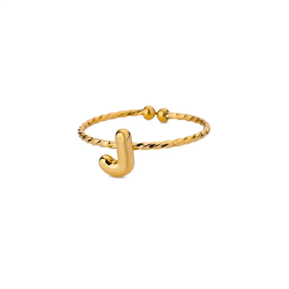 Stainless Steel Gold-plated English Letters Glossy Rings