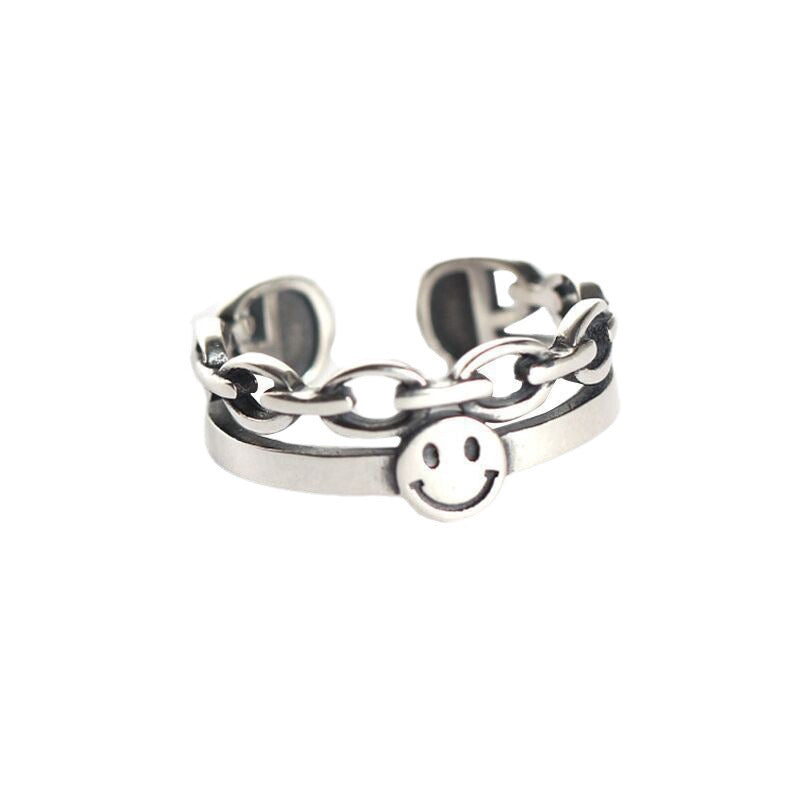 Smiley Face Three-piece Open Adjustable Source Rings