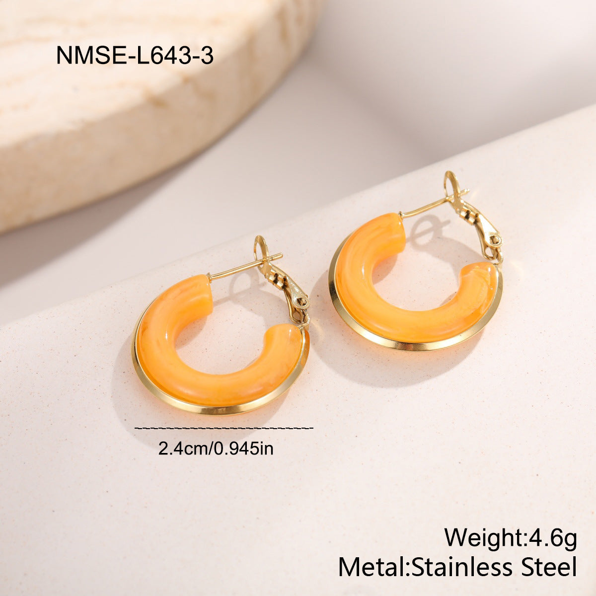 Stainless Steel Fresh Color Irregular Resin Female Niche Design Earrings