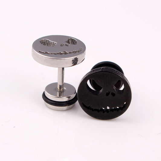 Pumpkin Ghost Head Halloween Skull Titanium Steel Ear Earrings