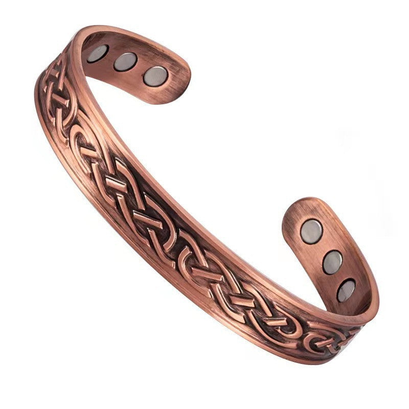 Jingling Retro Pure Copper Magnet Open-ended Bracelets