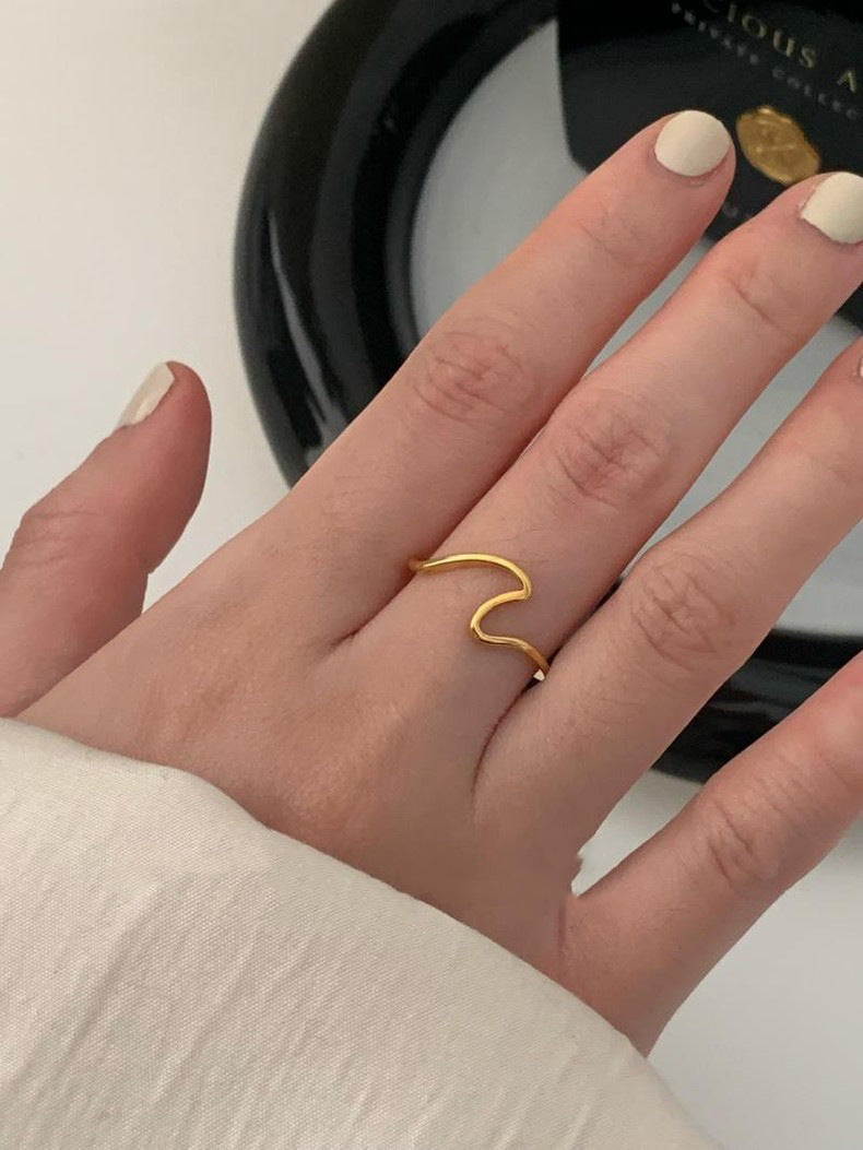 Gold Abstract Seagull Plated Vintage Geometric Rings