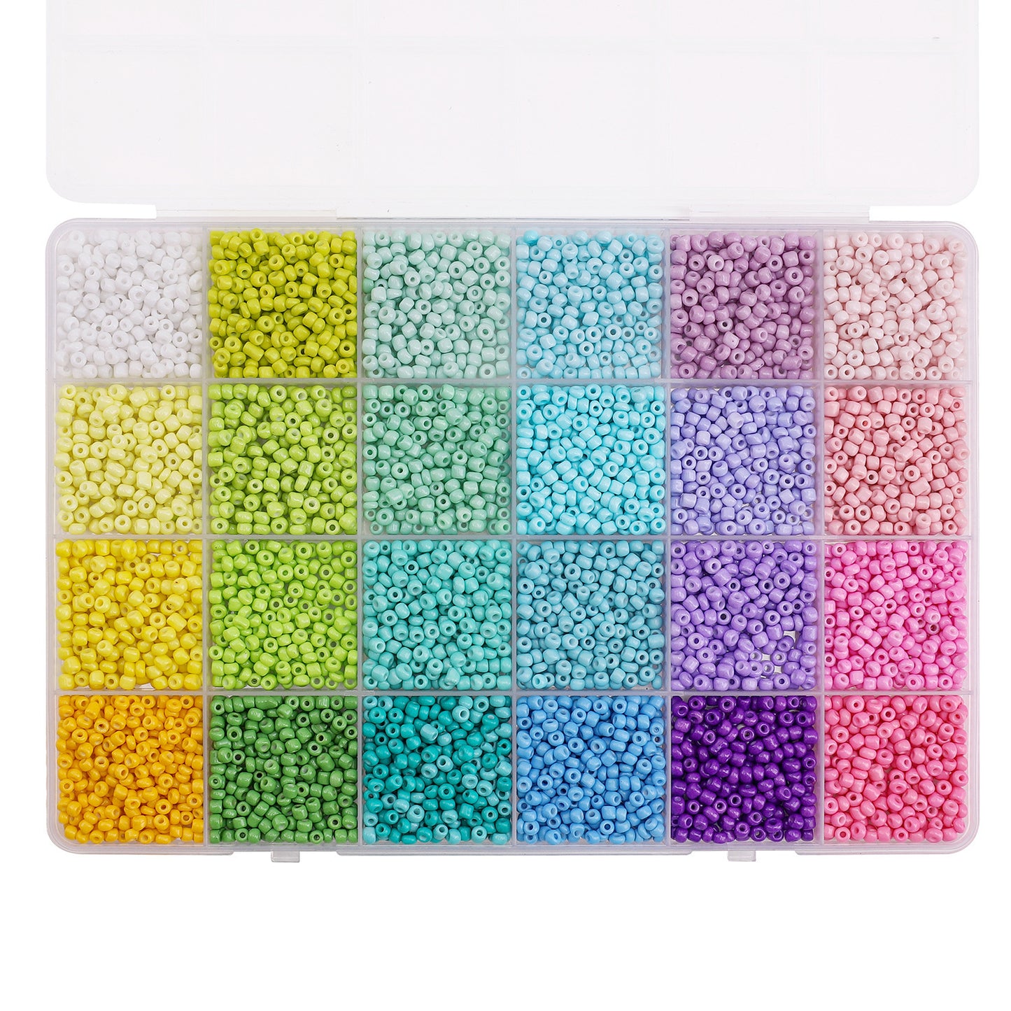 Grid Glass Color Straight Hole Bead Box Jewelry Accessories