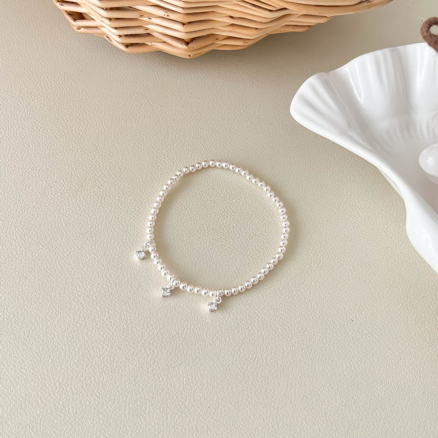 Wind Pearl Bow Water Drop Mud Diamond Interval Niche High Bracelet