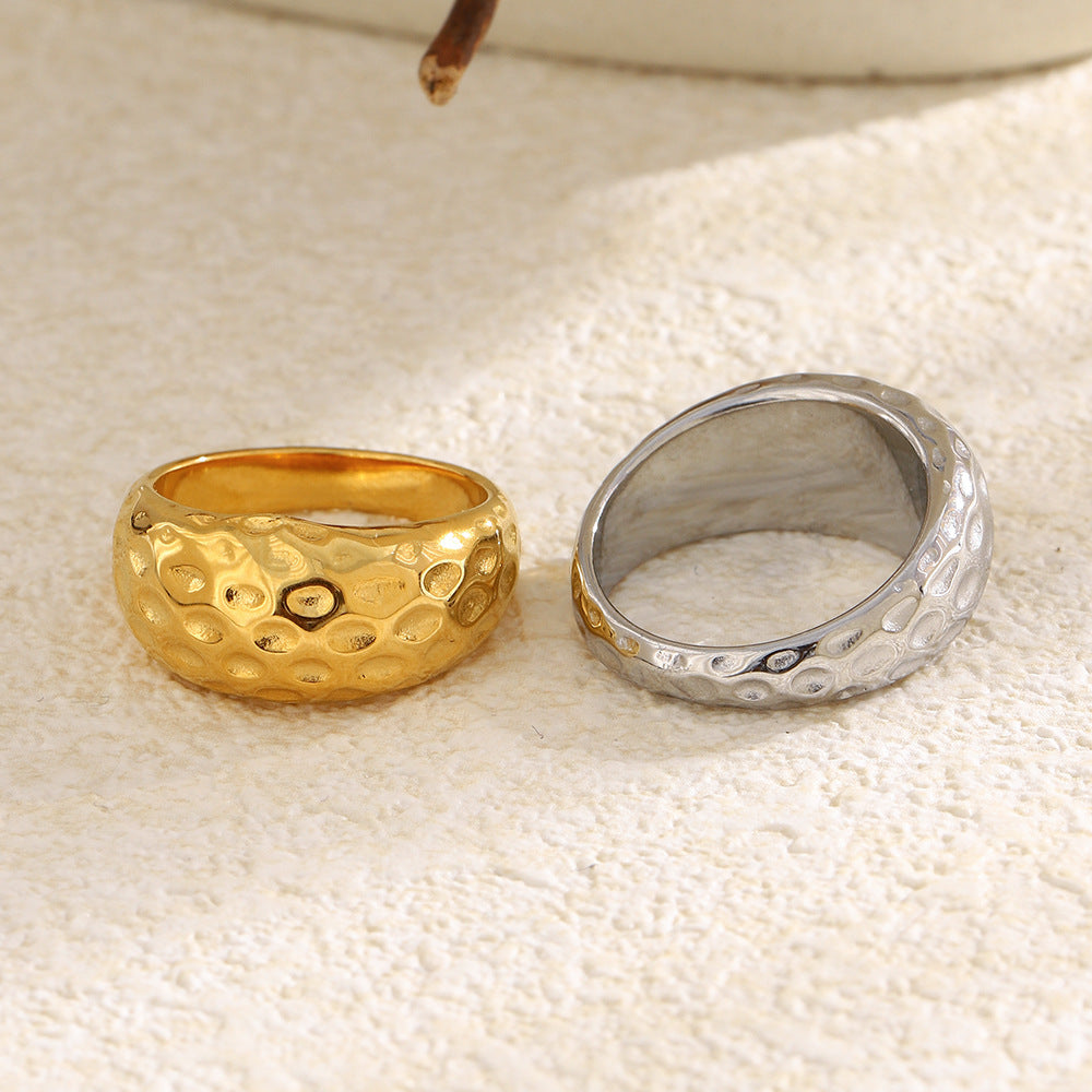 Women's Personality Stainless Steel Plated Beating Pattern Rings