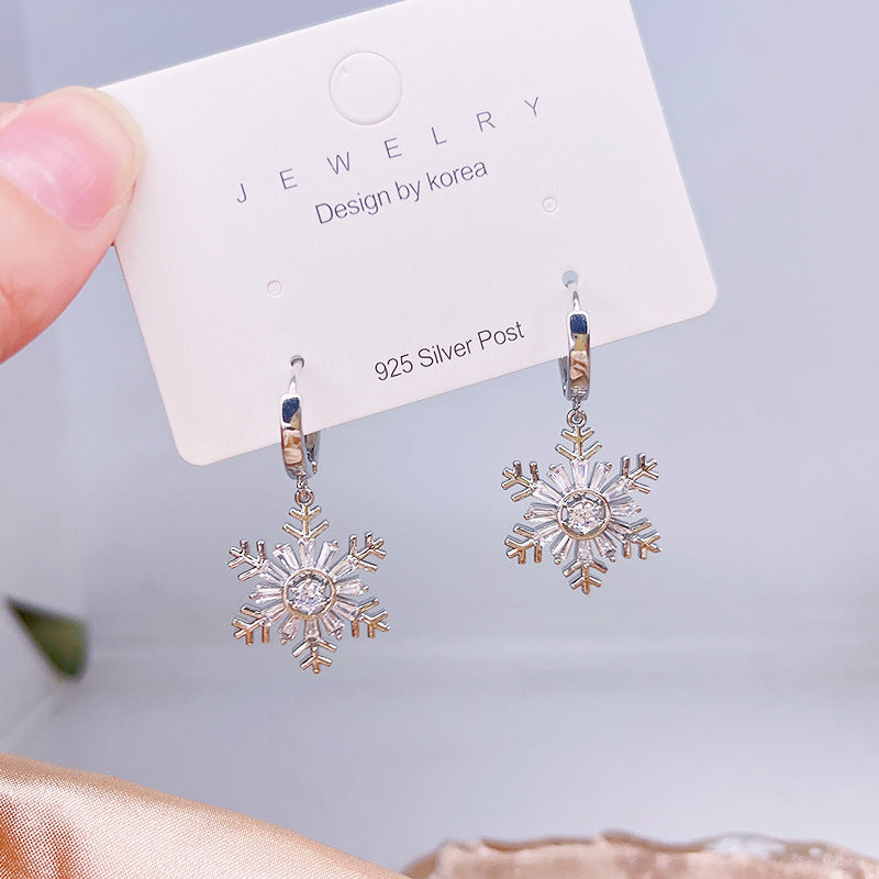 Tree Zircon Design Rotatable Snowflake Running Earrings