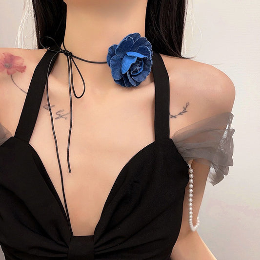 French Rose Flower Female Summer Light Luxury Collar