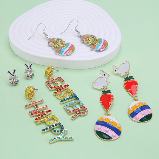 Cartoon Dripping Oil Alloy Rabbit Rejuvenating Earrings