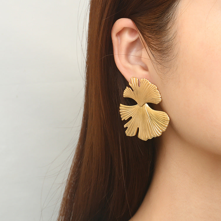 Women's Leaves Stainless Steel Trend Generous Personalized Earrings
