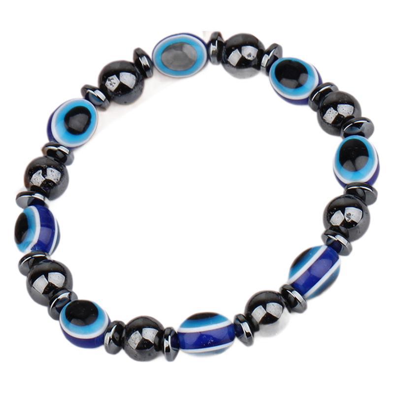 Women's & Men's Stone Stretch Blue Eye Oval Flat Bracelets