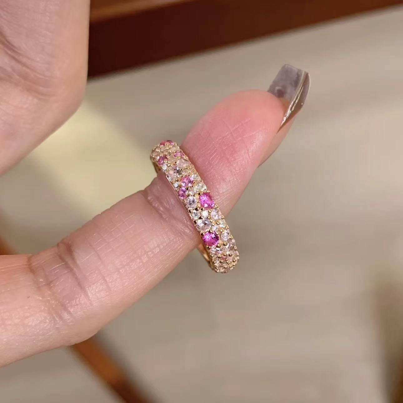 Pink Diamond Open Light Luxury High-grade Index Finger Ring