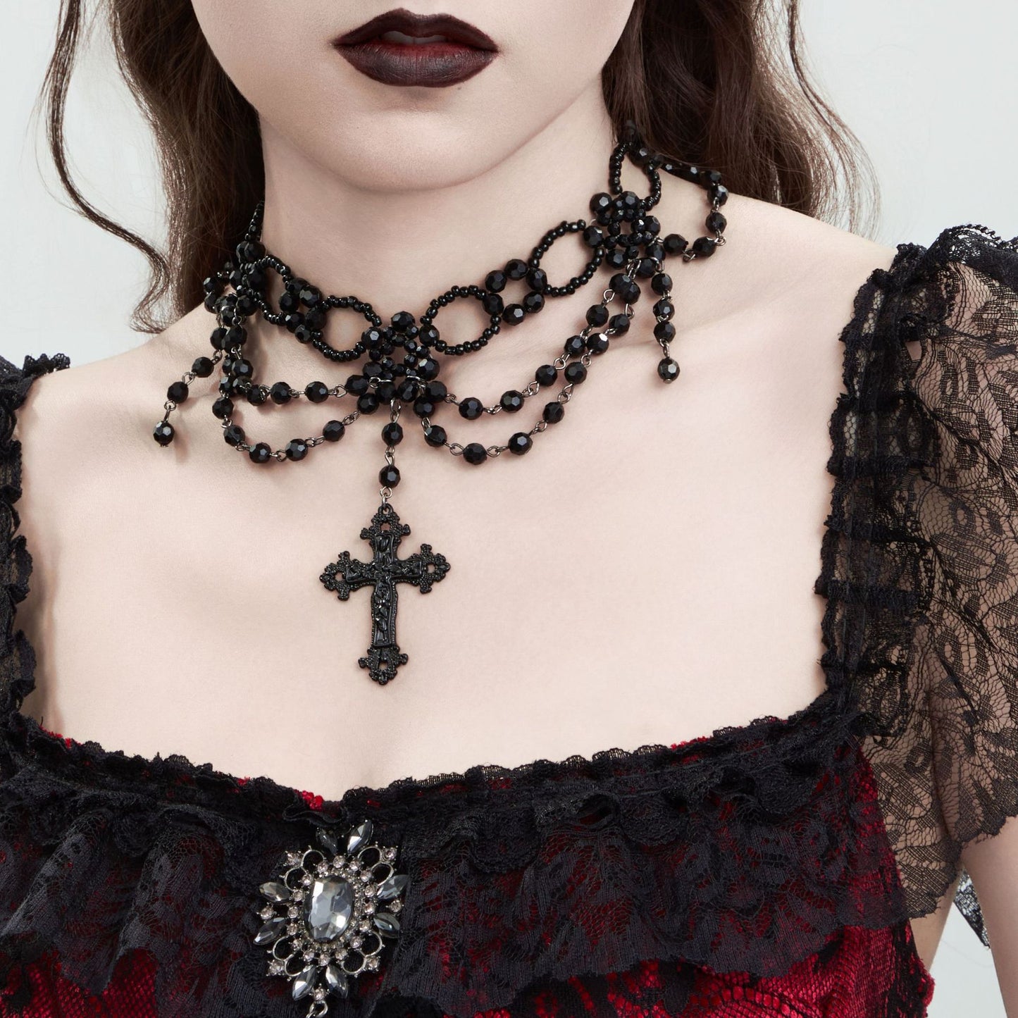 Love Blood Drop Dark Crystal Beads Necklaces