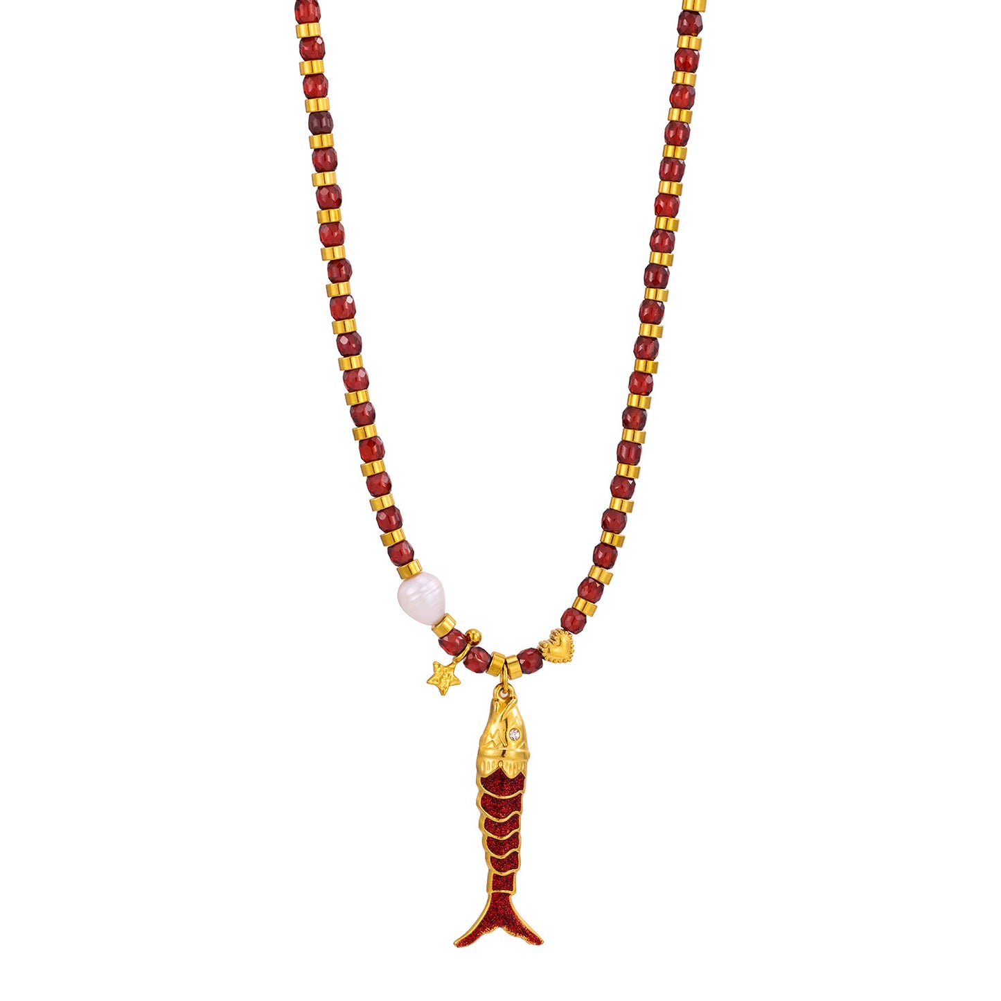 Women's Style Fish-shaped For Hawaii Vacation Handmade Natural Stone Necklace